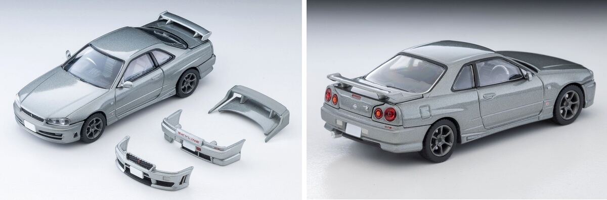 トミカ「日産 スカイライン 2ドアスポーツクーペ　25GT TURBO」オプションパーツ付(銀)2000年式