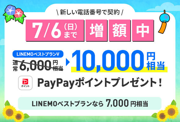 新しい番号対象！PayPayポイント増額キャンペーン