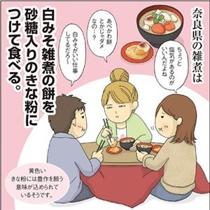1コマ漫画 日本列島あるあるツアー 第117回 奈良県のお雑煮はコンビプレーで