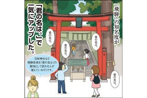 1コマ漫画 日本列島あるあるツアー 第149回 岐阜に彗星のごとく現れた「君の名は。」