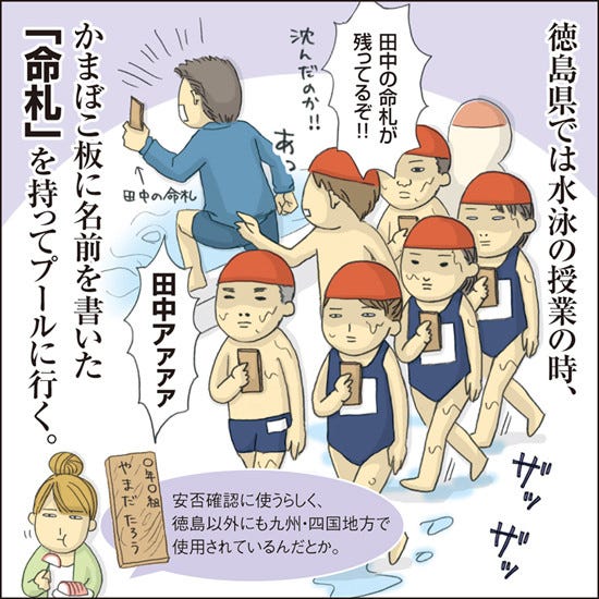 1コマ漫画 日本列島あるあるツアー 4 徳島県民がプールに持っていく 命札 って マイナビニュース