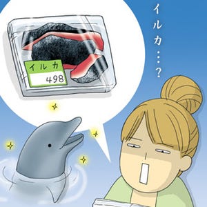 1コマ漫画 日本列島あるあるツアー 第63回 静岡県のスーパーに、水族館の人気者の肉が!