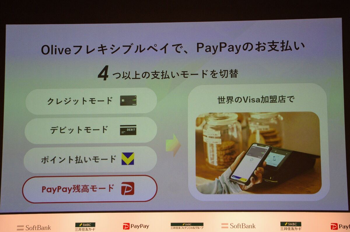 OliveフレキシブルペイのPayPay残高での支払い