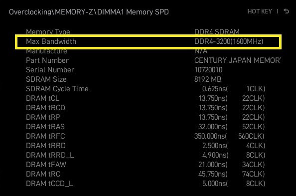 マザーボードはメモリに書き込まれたSPD情報を元に動作を設定する