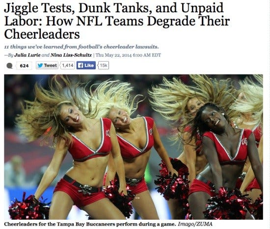 Jiggle Tests, Dunk Tanks, and Unpaid Labor: How NFL Teams Degrade Their  Cheerleaders – Mother Jones