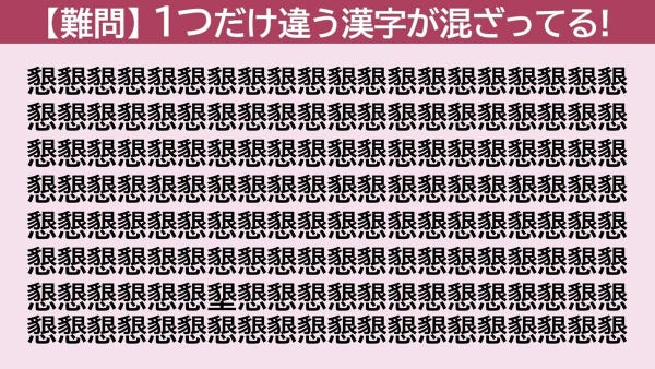 脳トレクイズ 第204回 【日曜日は難問】「懇」の中に隠れた1つだけ違う漢字はどーこだ!?