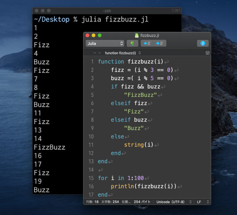JuliaでFizzBuzzを解いたところ