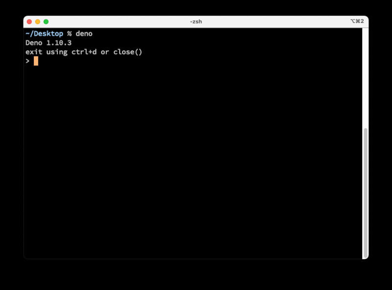 macOSにDenoをインストールが完了したところ