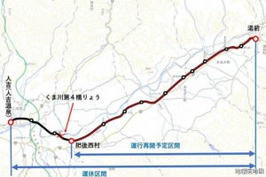 鉄道ニュース週報 第299回 くま川鉄道、11月下旬に肥後西村～湯前間運行再開へ - 全線の約7割