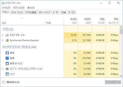 タスク マネージャー win10