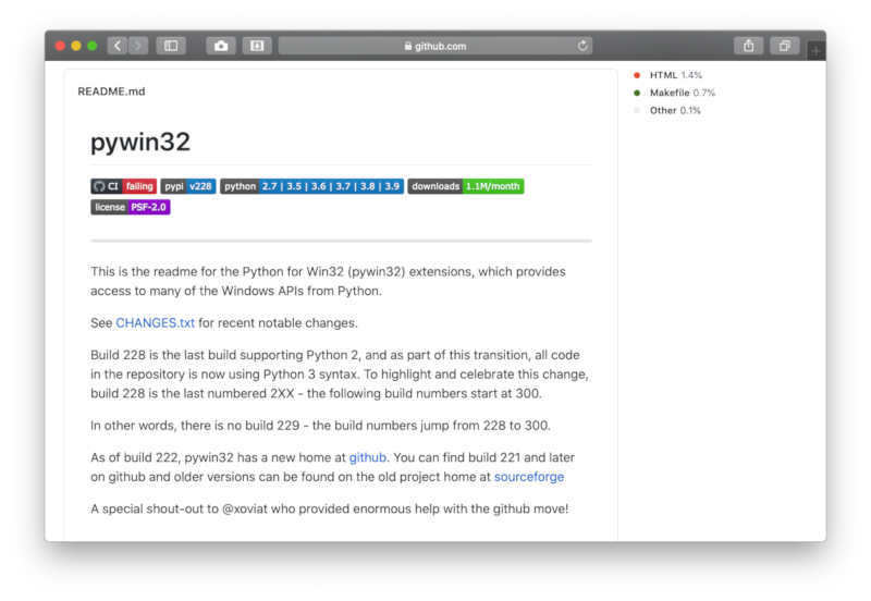 pywin32のWebサイト