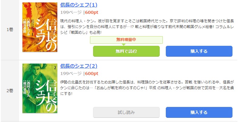 漫画 信長のシェフを全巻無料で読めるアプリや違法サイトまで調査 電子書籍比較