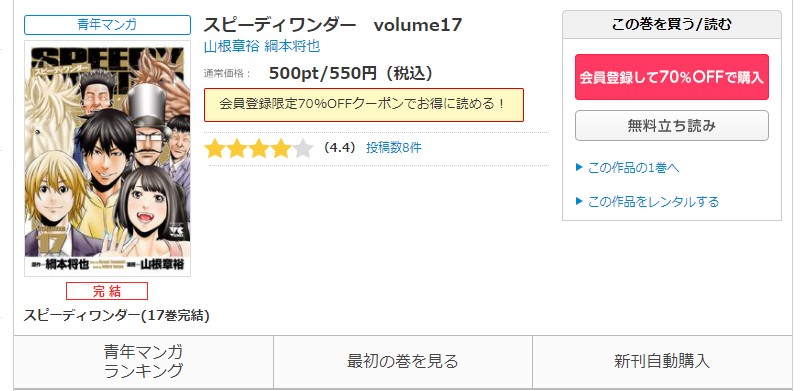 漫画 スピーディーワンダーを全巻無料で読めるアプリやサイトはある 違法サイトについても解説 電子書籍比較