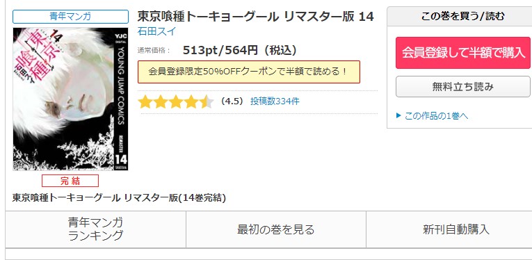 漫画 東京喰種トーキョーグールを全巻無料で読めるアプリや違法サイトまで調査 電子書籍比較