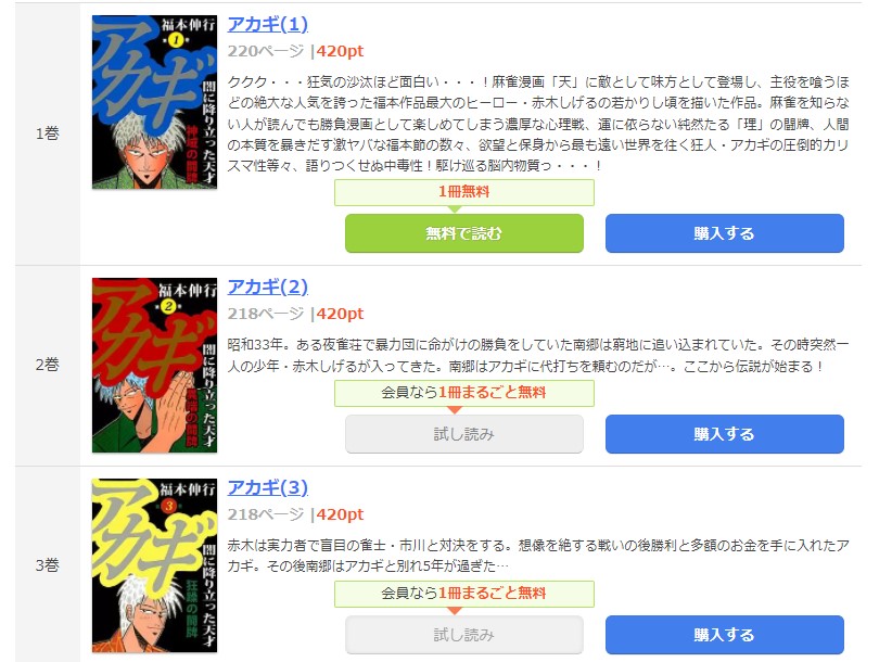 漫画 アカギを全巻無料で読めるアプリやサイトはある 違法サイトについても解説 電子書籍比較