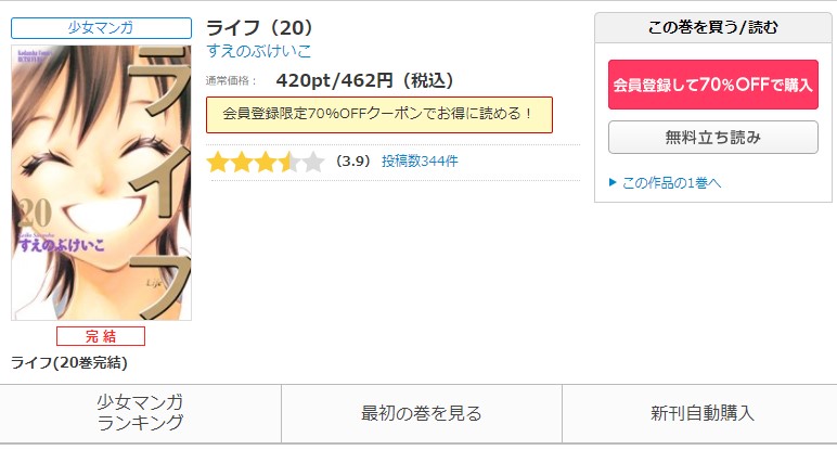 漫画 ライフを全巻無料で読めるアプリやサイトはある 違法サイトについても解説 電子書籍比較