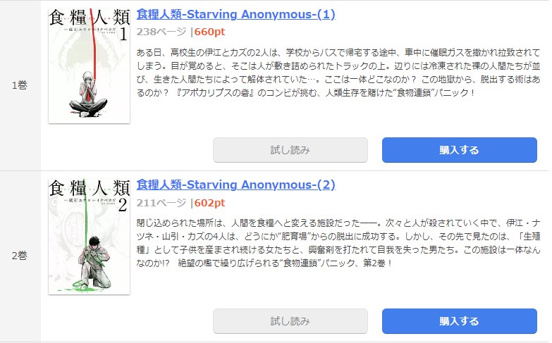 漫画 食糧人類 Starving Anonymousを全巻無料で読めるアプリやサイトはある 違法サイトについても解説 電子書籍比較