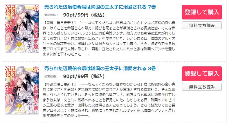 売られた辺境伯令嬢は隣国の王太子に溺愛される コミックシーモア 試し読み 