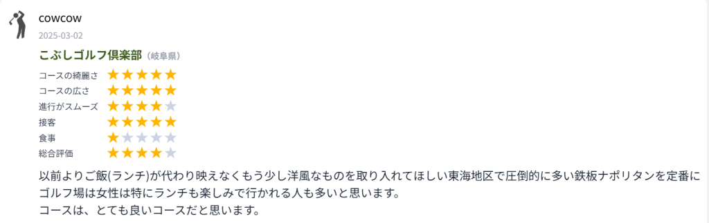 ゴルフメドレーの評判・口コミ