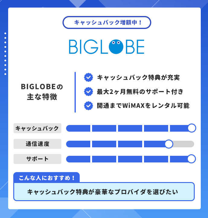 auひかり プロバイダ BIGLOBEの基本情報