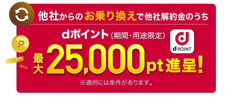 ドコモ光 他社からの乗り換えでdポイント最大25,000pt進呈