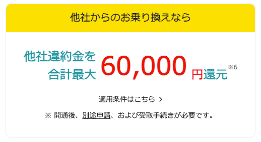 eo光 他社違約金を合計最大60,000円還元