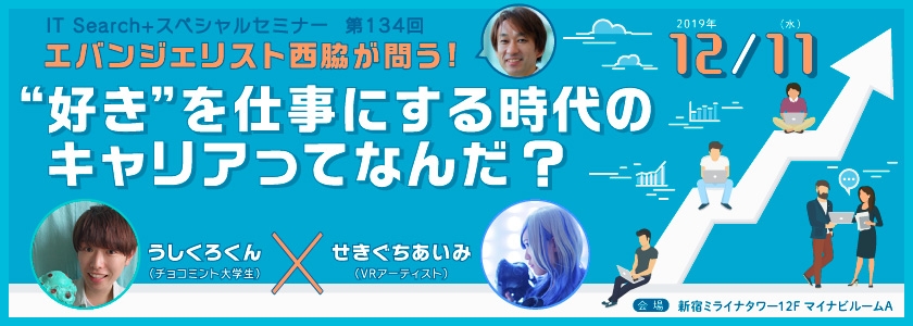 エバンジェリスト西脇が問う 好き を仕事にする時代のキャリアってなんだ うしくろ くん チョコミント大学生 せきぐちあいみ Vrアーティスト 19 12 11 Itセミナー 製品情報