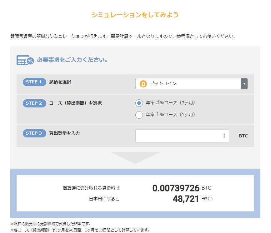 GMOコインの貸仮想通貨(レンディング)のシュミレーション