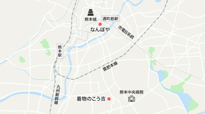熊本県の着物買取おすすめ業者のマップ
