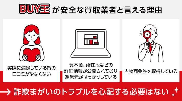 BUY王が安全な買取業者と言える理由