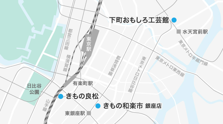 東京都中央区エリアの着物買取業者マップ