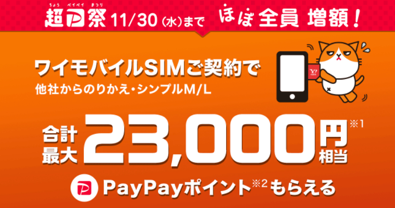 SIMのみで最大20,000円PayPay還元