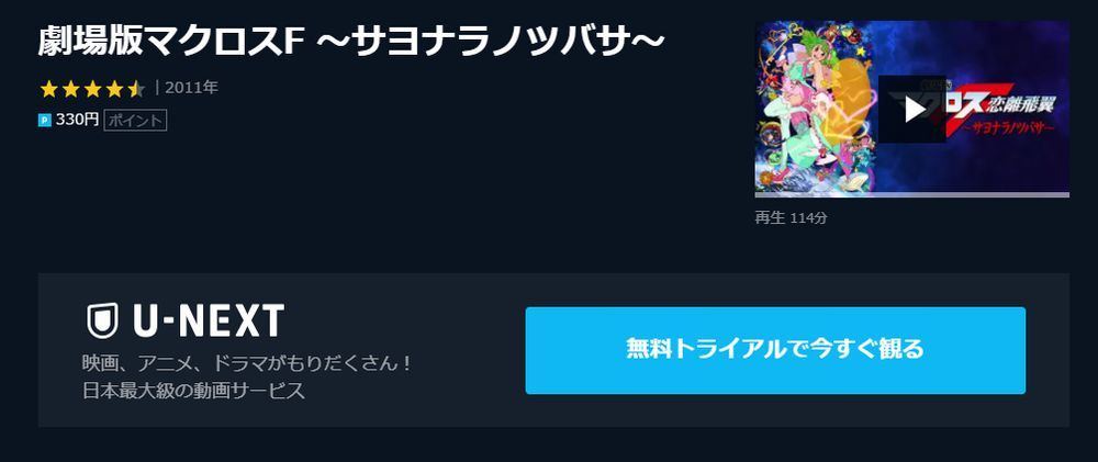 アニメ映画 劇場版マクロスf サヨナラノツバサ のフル動画を今すぐ無料視聴できる公式動画配信サービスまとめ マイナビニュース