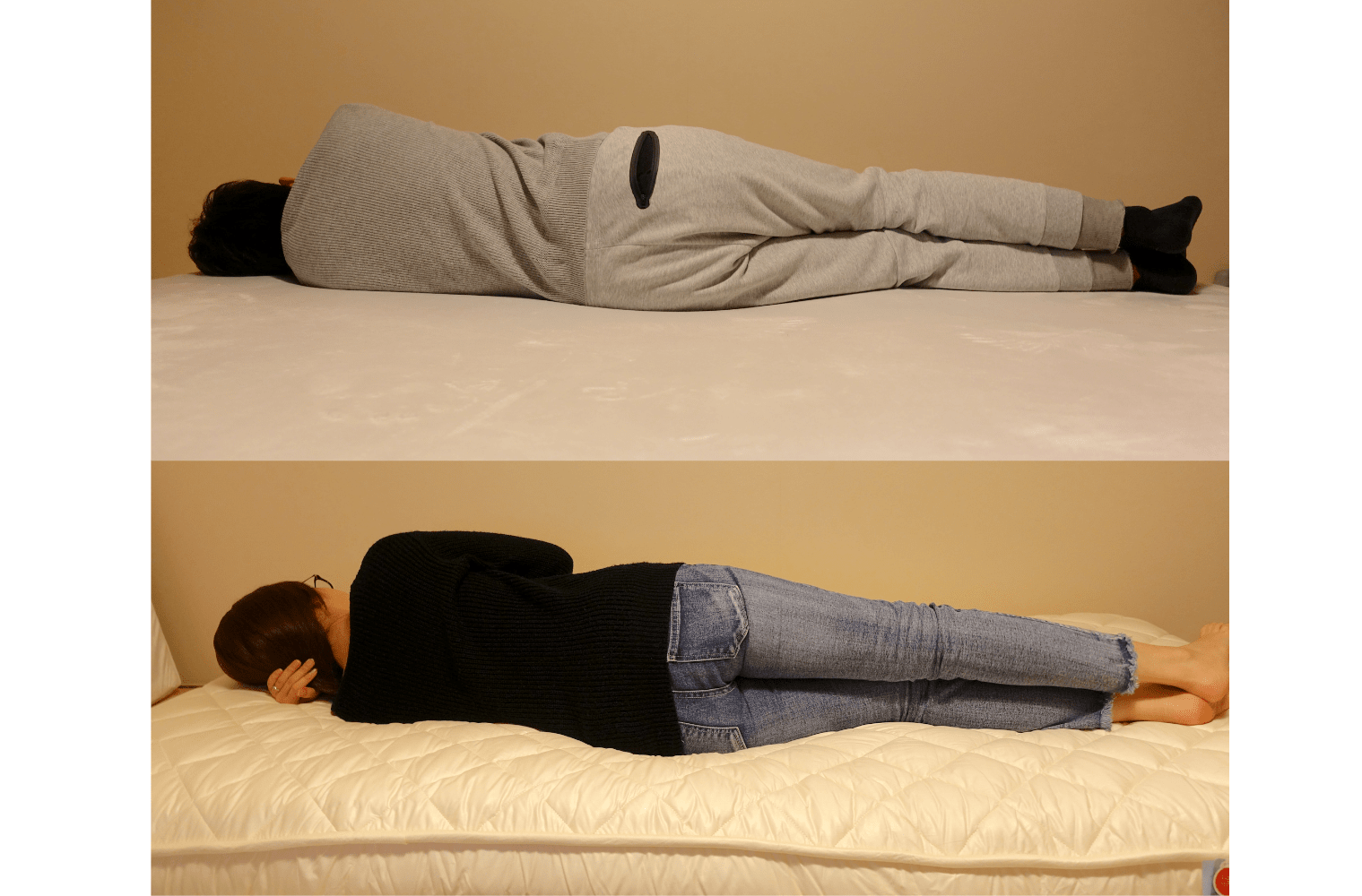 モットンと雲のやすらぎを比較して寝ている様子