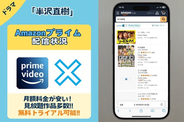 「半沢直己」はAmazonプライムで配信してる？