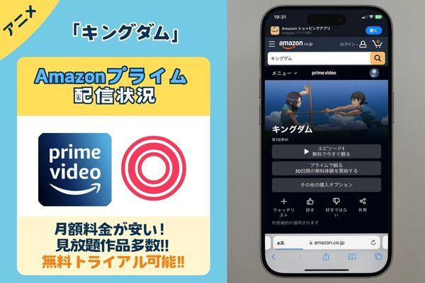 「キングダム」はAmazonプライムで配信している？