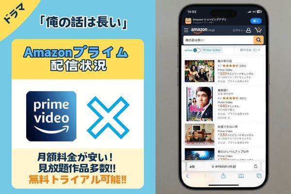 ドラマ「俺の話は長い」はAmazonプライムで配信されている？