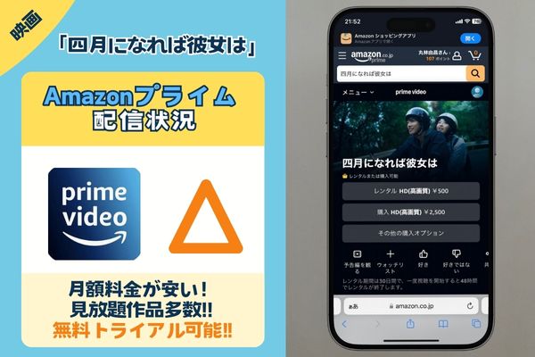 「四月になれば彼女は」はAmazonプライムで配信している？