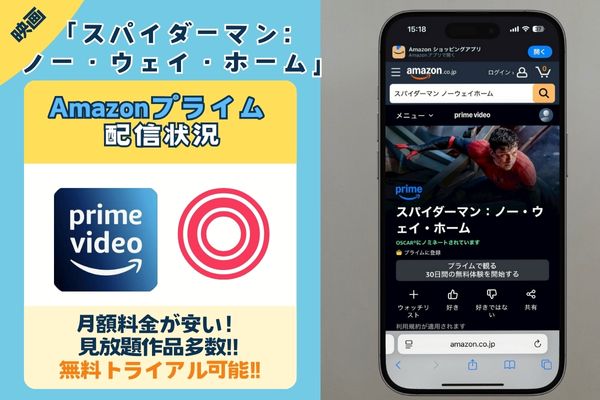 映画「スパイダーマン:ノー・ウェイ・ホーム」はAmazonプライムで配信している?