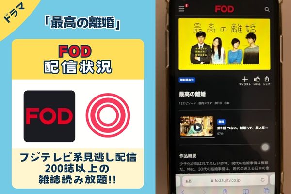 「最高の離婚」はFODで配信している？