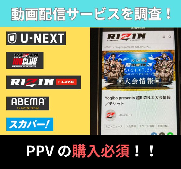 【結論】超RIZIN3(スーパーライジン3)は無料視聴できない。配信を見るにはPPVの購入が必須！