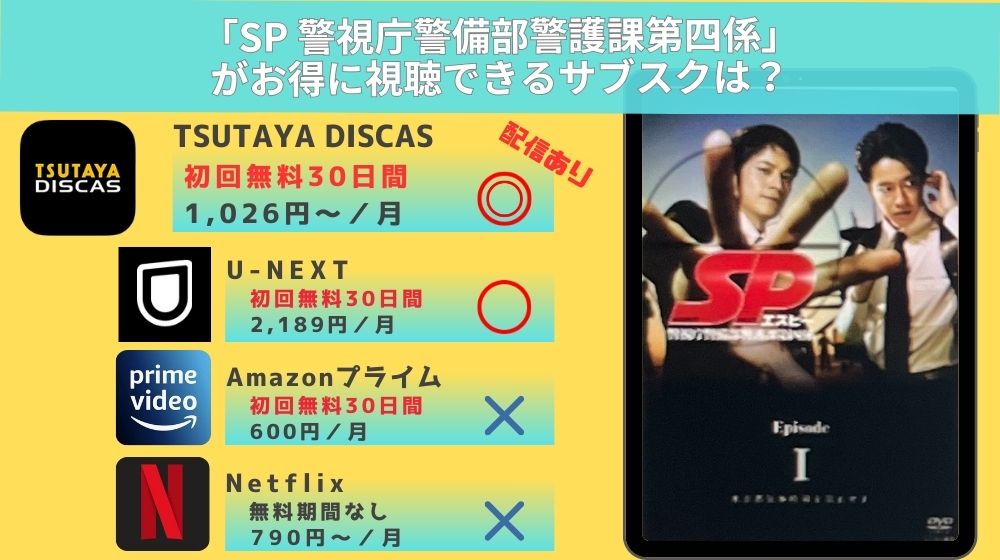 ドラマ「SP 警視庁警備部警護課第四係」はどこで見れるのは「TSUTAYA DISCAS」だけ！ – マイナビニュース電子書籍・VOD比較