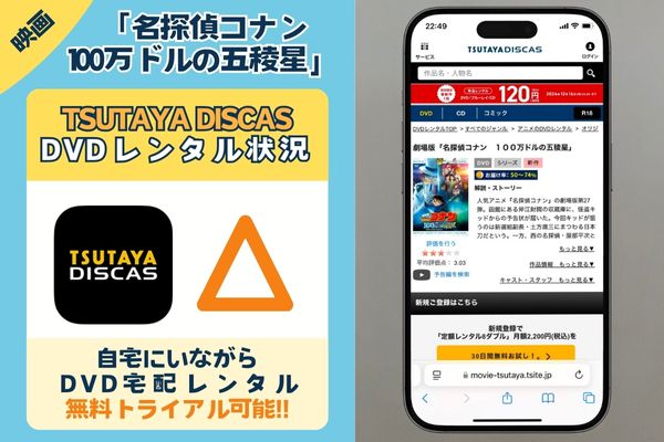 【配信なし】「名探偵コナン 100万ドルの五稜星」を一番お得に視聴できるのは「ツタヤディスカス」でDVDレンタル