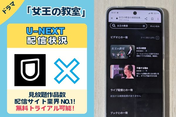 ドラマ「女王の教室」のU-NEXT配信状況