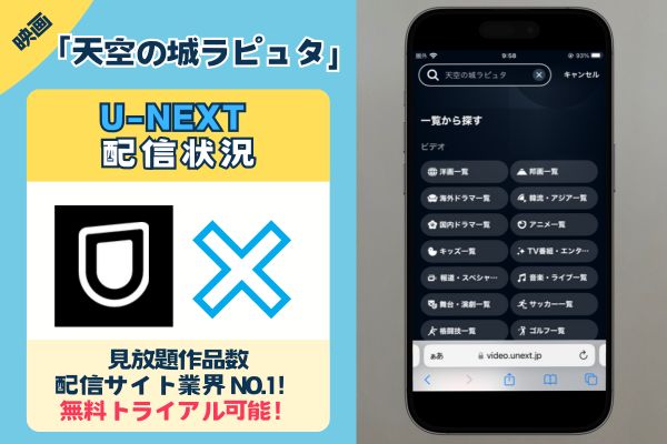 映画「天空の城ラピュタ」はU-NEXTで配信されている？