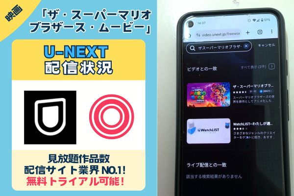 U-NEXT配信状況画像　スーパーマリオ