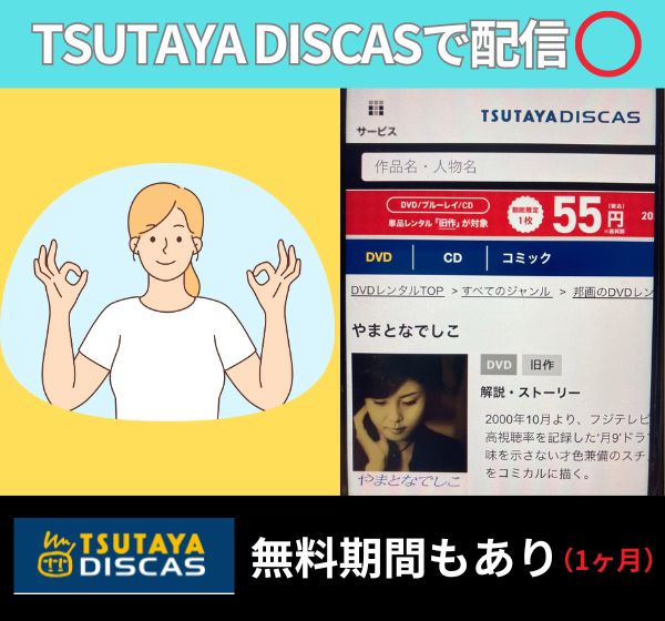 ドラマ「やまとなでしこ」を無料で見れるサブスクは「TSUTAYA DISCAS」のDVDレンタルだけ！