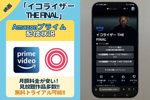 Amazonプライム　イコライザーTHE FINAL 配信状況