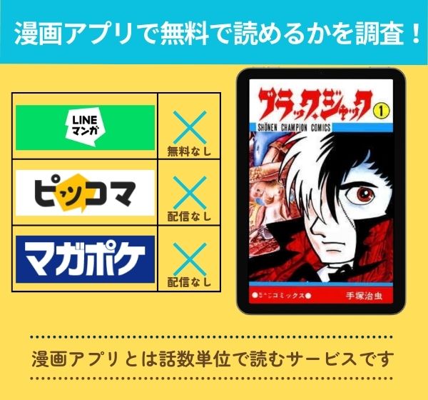 ブラック・ジャックの漫画を無料で読めるアプリ一覧