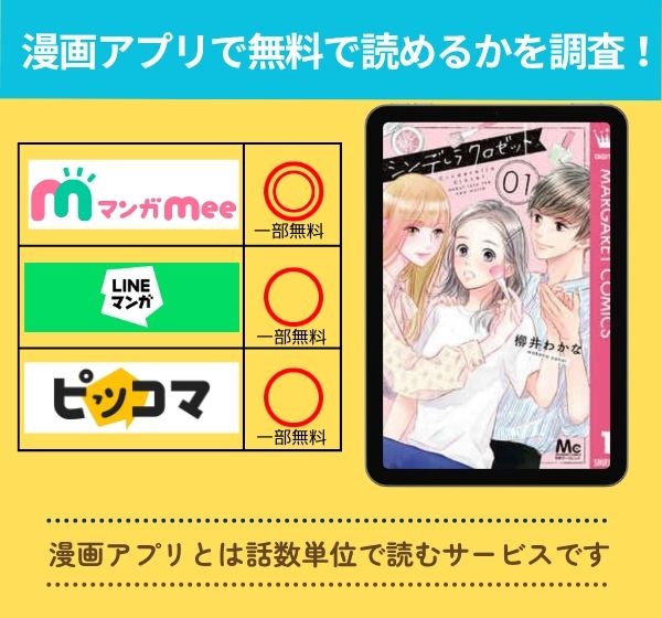 漫画「シンデレラ クロゼット」を全巻無料で読める漫画アプリを調査!